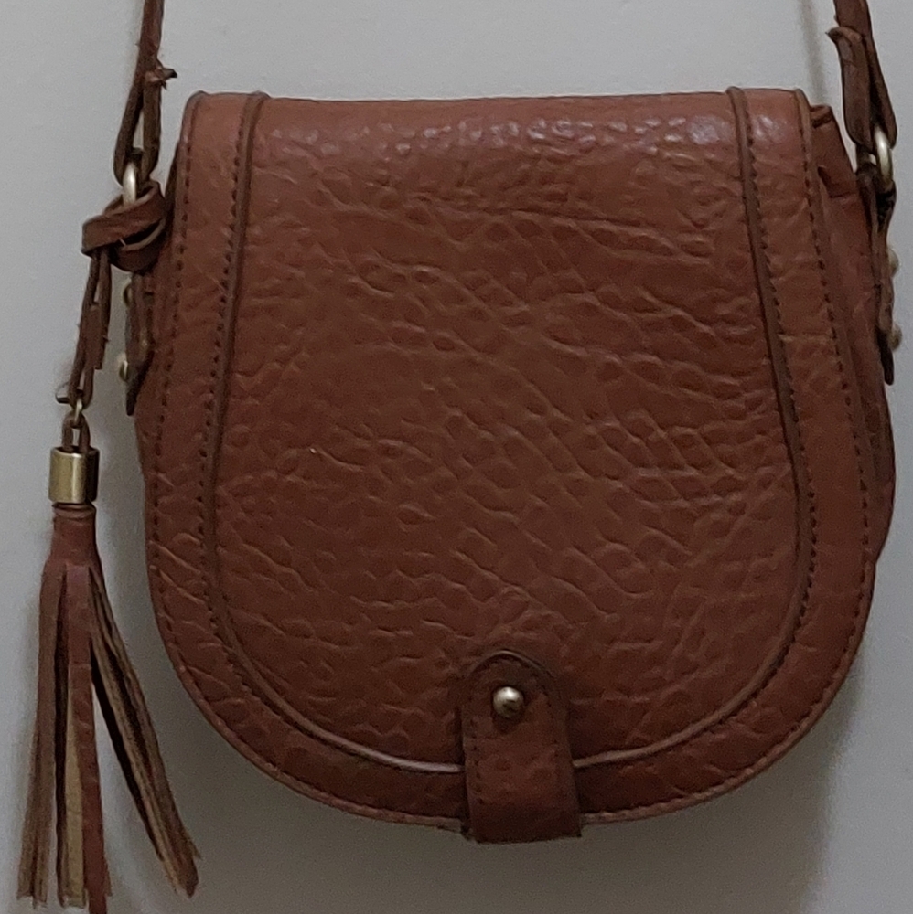Saddle Brown Saddle Bag With 1 Side Tassel Bag Charm +  Buttom Snap Closure